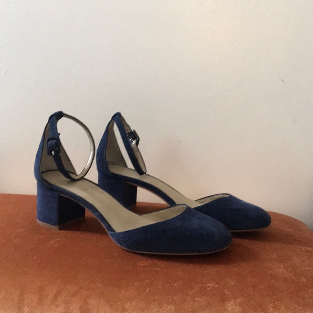 Navy Suede Mary Jane Heels